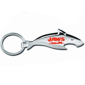 Jaws Shark Movie Silver Metal Bottle Opener Keychain with Jewel Eye and swimmer